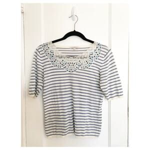 Armand Ventilo Striped and Floral Crochet Top